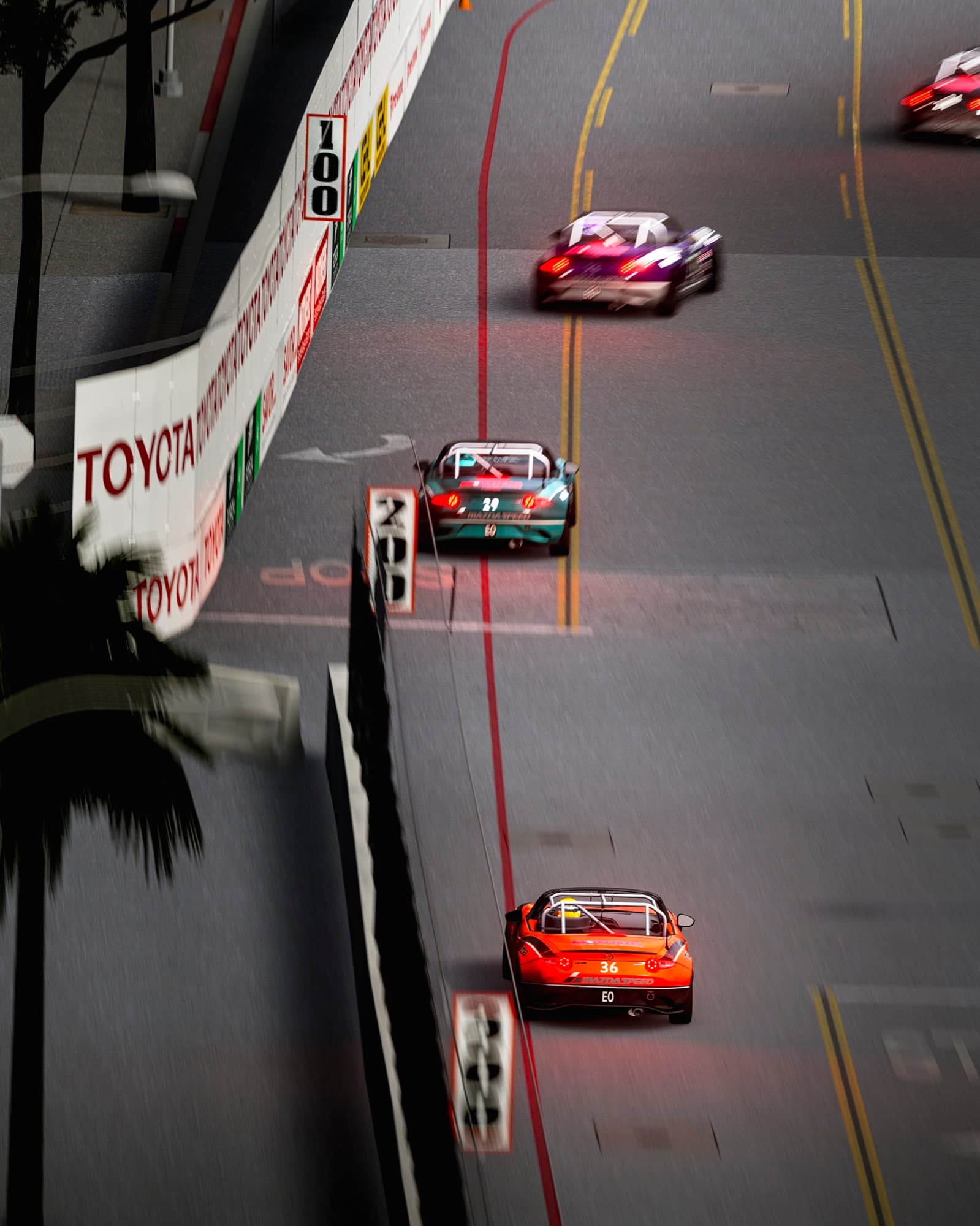 In-sim view: MX-5 Cup field at Long Beach