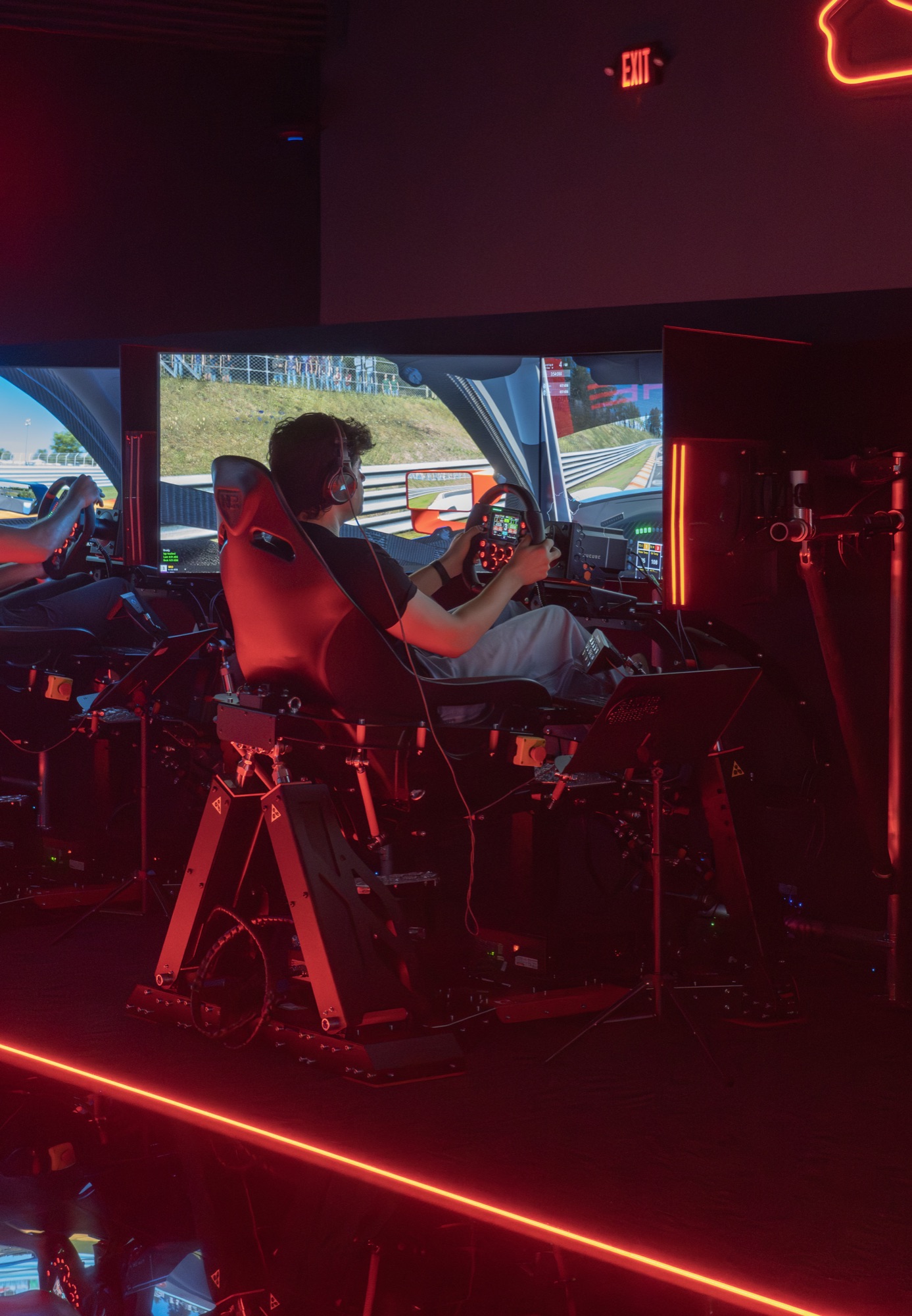 A driver on his own at a World of Racing sim, mid-lap